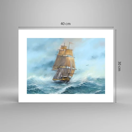 Poster - Haasten over de golven - 40x30 cm