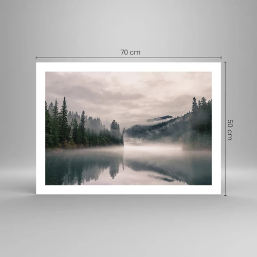 Poster - In reflectie, in de mist - 70x50 cm