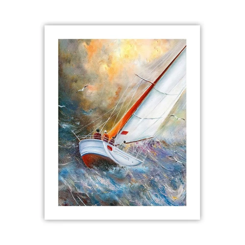 Poster - Lopend op de golven  - 40x50 cm