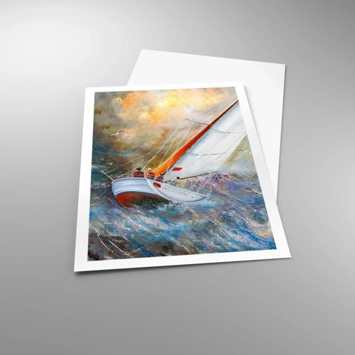 Poster - Lopend op de golven  - 61x91 cm