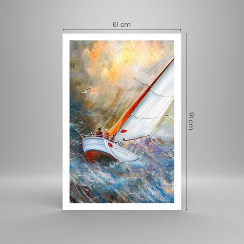 Poster - Lopend op de golven  - 61x91 cm