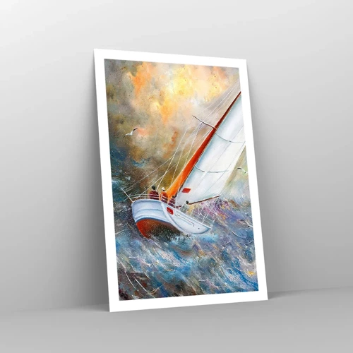 Poster - Lopend op de golven  - 61x91 cm