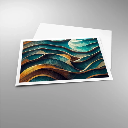 Poster - Meanders van blauw - 100x70 cm