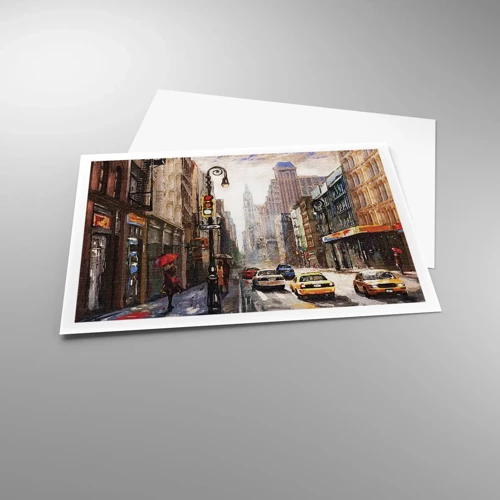 Poster - New York - ook kleurrijk in de regen - 100x70 cm