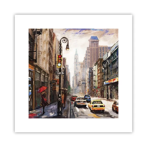 Poster - New York - ook kleurrijk in de regen - 30x30 cm