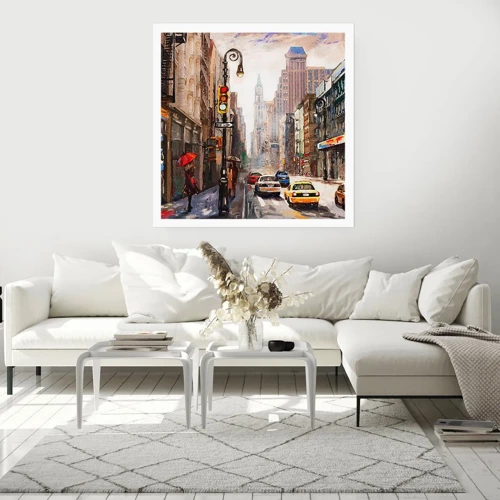 Poster - New York - ook kleurrijk in de regen - 30x30 cm