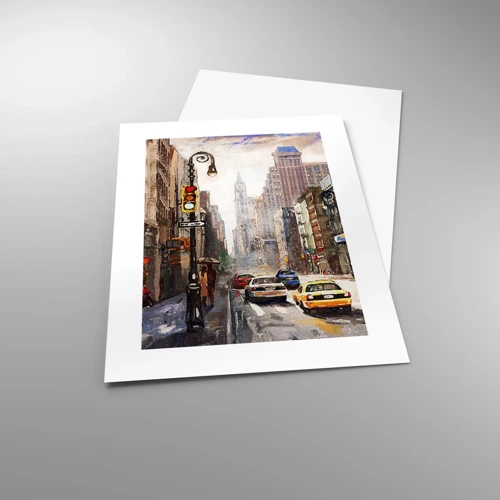 Poster - New York - ook kleurrijk in de regen - 30x40 cm