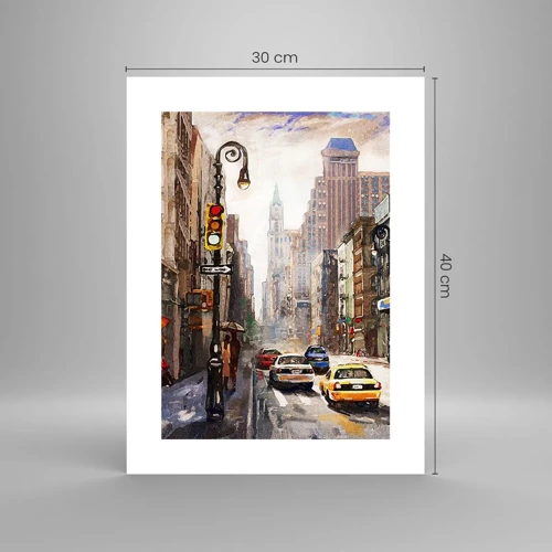 Poster - New York - ook kleurrijk in de regen - 30x40 cm