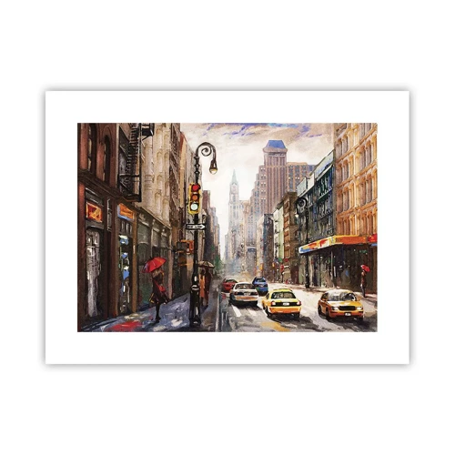 Poster - New York - ook kleurrijk in de regen - 40x30 cm