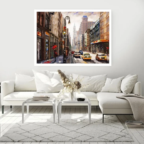 Poster - New York - ook kleurrijk in de regen - 40x30 cm