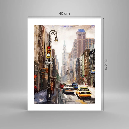 Poster - New York - ook kleurrijk in de regen - 40x50 cm