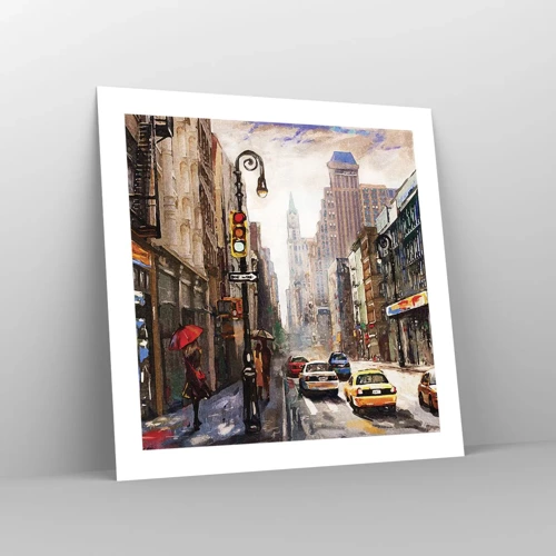 Poster - New York - ook kleurrijk in de regen - 50x50 cm