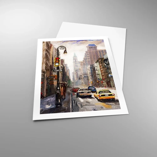 Poster - New York - ook kleurrijk in de regen - 50x70 cm