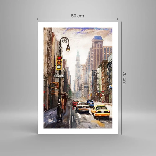 Poster - New York - ook kleurrijk in de regen - 50x70 cm