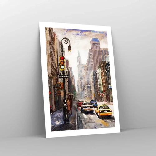 Poster - New York - ook kleurrijk in de regen - 50x70 cm