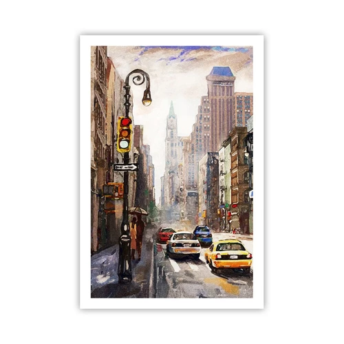 Poster - New York - ook kleurrijk in de regen - 61x91 cm