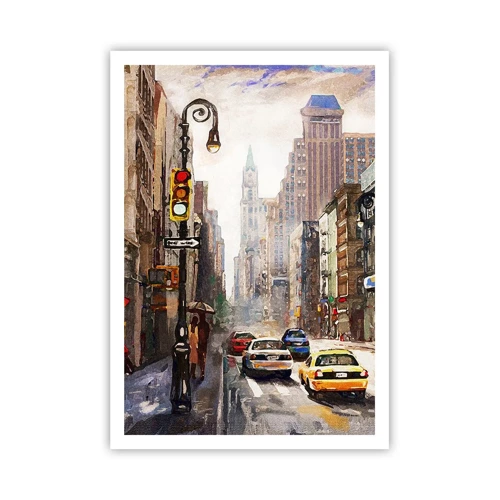 Poster - New York - ook kleurrijk in de regen - 70x100 cm