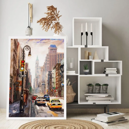 Poster - New York - ook kleurrijk in de regen - 70x100 cm