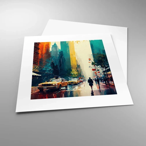 Poster - New York – zelfs de regen is hier kleurrijk - 30x30 cm