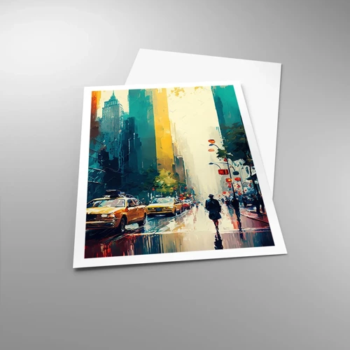 Poster - New York – zelfs de regen is hier kleurrijk - 70x100 cm
