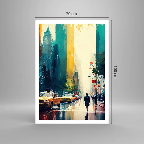 Poster - New York – zelfs de regen is hier kleurrijk - 70x100 cm
