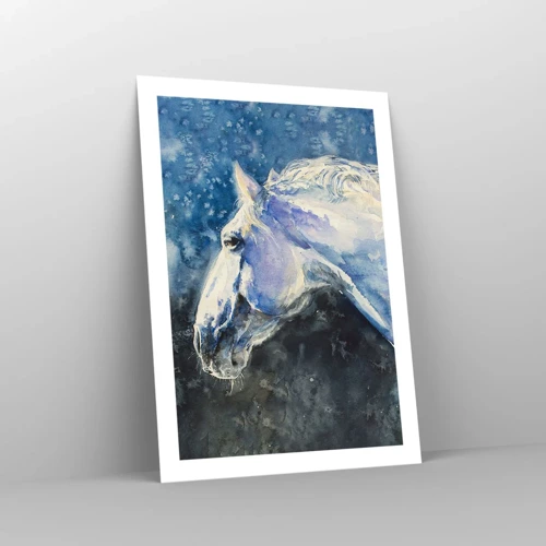Poster - Portret in een blauwe gloed - 50x70 cm