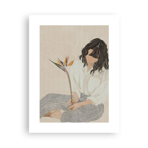 Poster - Portret met een exotische bloem - 30x40 cm