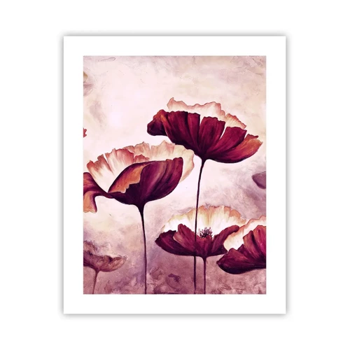 Poster - Rood en wit bloemblad - 40x50 cm