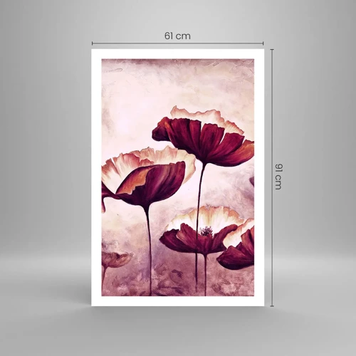 Poster - Rood en wit bloemblad - 61x91 cm