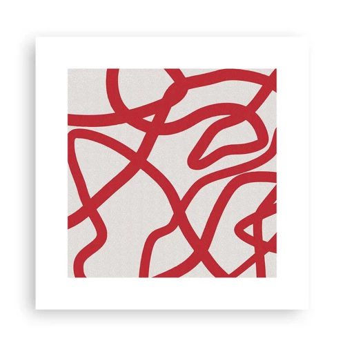 Poster - Rood op wit - 30x30 cm