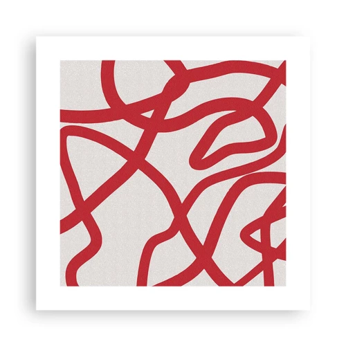 Poster - Rood op wit - 40x40 cm