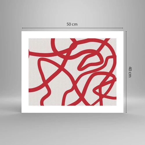 Poster - Rood op wit - 50x40 cm