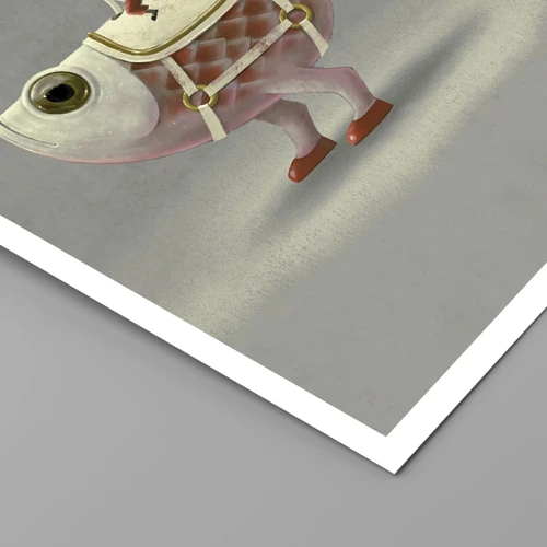 Poster - Ruiter op een surrealistische vis - 50x70 cm