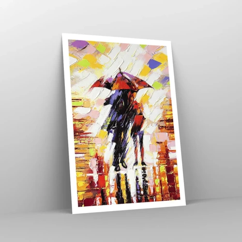 Poster - Samen door de nacht en regen - 70x100 cm