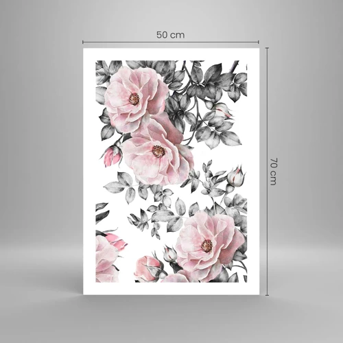 Poster - Verdwalen in de bloemen van de rozen - 50x70 cm