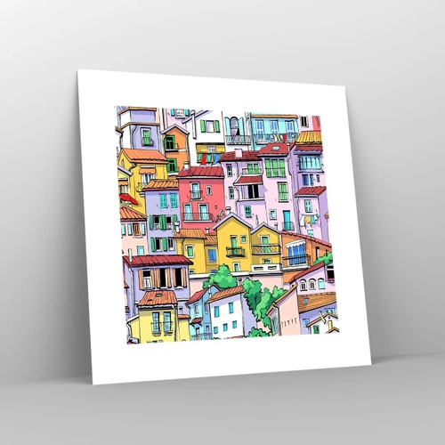 Poster - Vrolijke stad - 30x30 cm