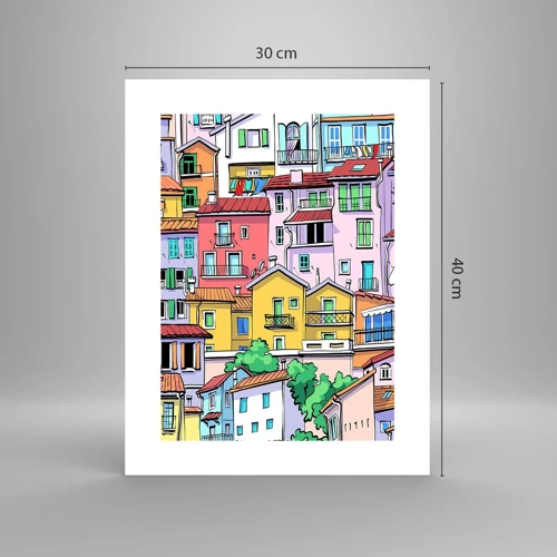 Poster - Vrolijke stad - 30x40 cm