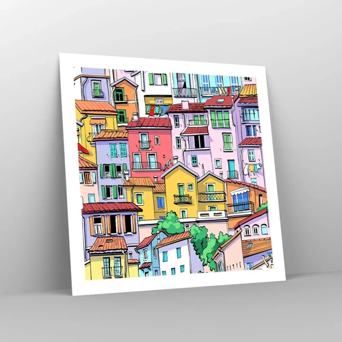 Poster - Vrolijke stad - 60x60 cm