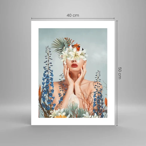 Poster - Vrouw - bloem - 40x50 cm