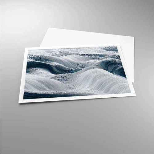 Poster - Witte en blauwe golven - 100x70 cm