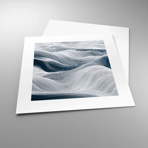 Poster - Witte en blauwe golven - 30x30 cm