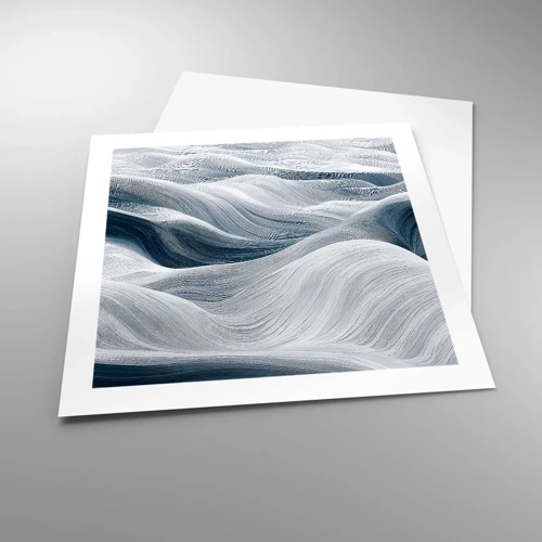 Poster - Witte en blauwe golven - 50x50 cm