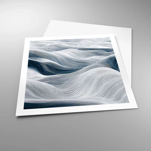 Poster - Witte en blauwe golven - 60x60 cm