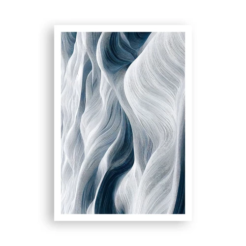 Poster - Witte en blauwe golven - 70x100 cm