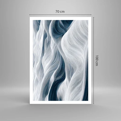 Poster - Witte en blauwe golven - 70x100 cm