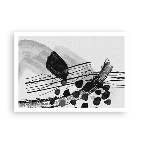 Poster - Zwart-wit organische abstractie - 100x70 cm