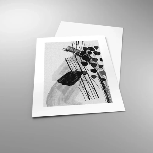 Poster - Zwart-wit organische abstractie - 30x40 cm
