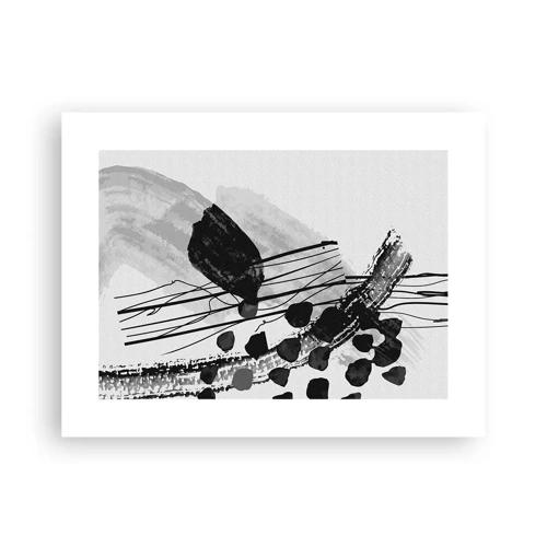 Poster - Zwart-wit organische abstractie - 40x30 cm