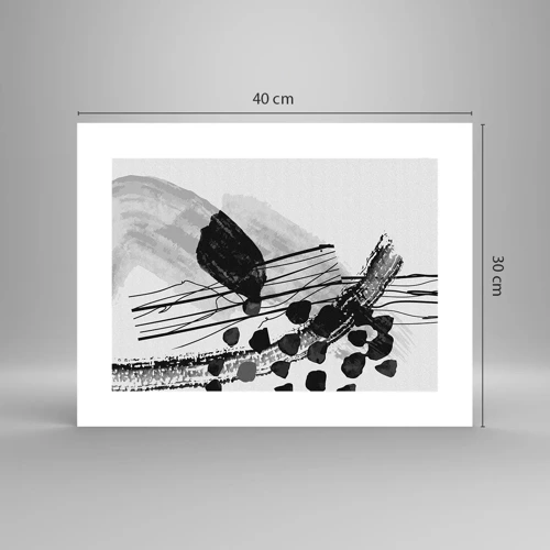 Poster - Zwart-wit organische abstractie - 40x30 cm
