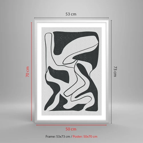 Poster in een witte lijst - Abstract doolhofplezier - 50x70 cm